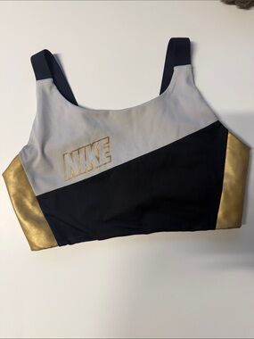 Nike Black, Gray & Gold Colorblock Sports Bra